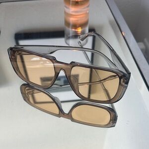 REVOLVE Brown Tinted Rectangular Sunglasses